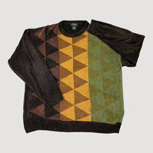 Vintage DOCKERS Sweater Mens L Multicolor Geometric Argyle Grandpa‎ Long Sleeve